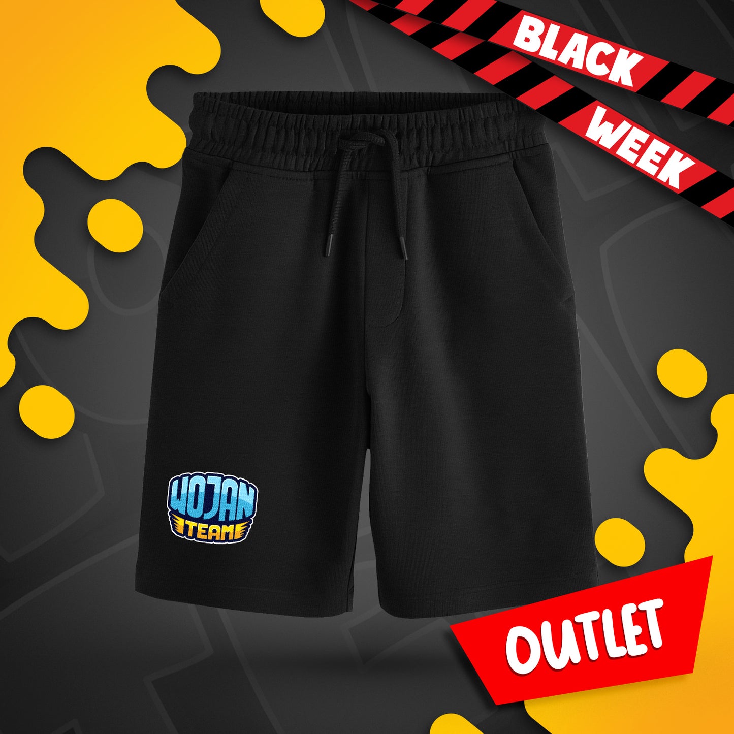 KRÓTKIE SPODENKI - LOGO WOJAN TEAM 2.0 - CZARNE
