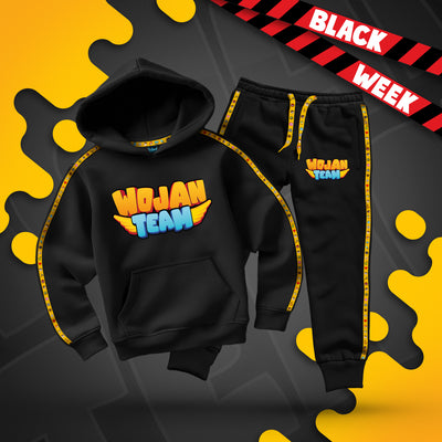 ZESTAW BLUZA + SPODNIE *PREMIUM* Z PASKAMI WOJAN TEAM - CZARNY