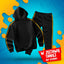 ZESTAW BLUZA + SPODNIE *PREMIUM* Z PASKAMI WOJAN TEAM - CZARNY