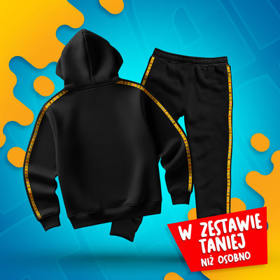 ZESTAW BLUZA + SPODNIE *PREMIUM* Z PASKAMI WOJAN TEAM - CZARNY