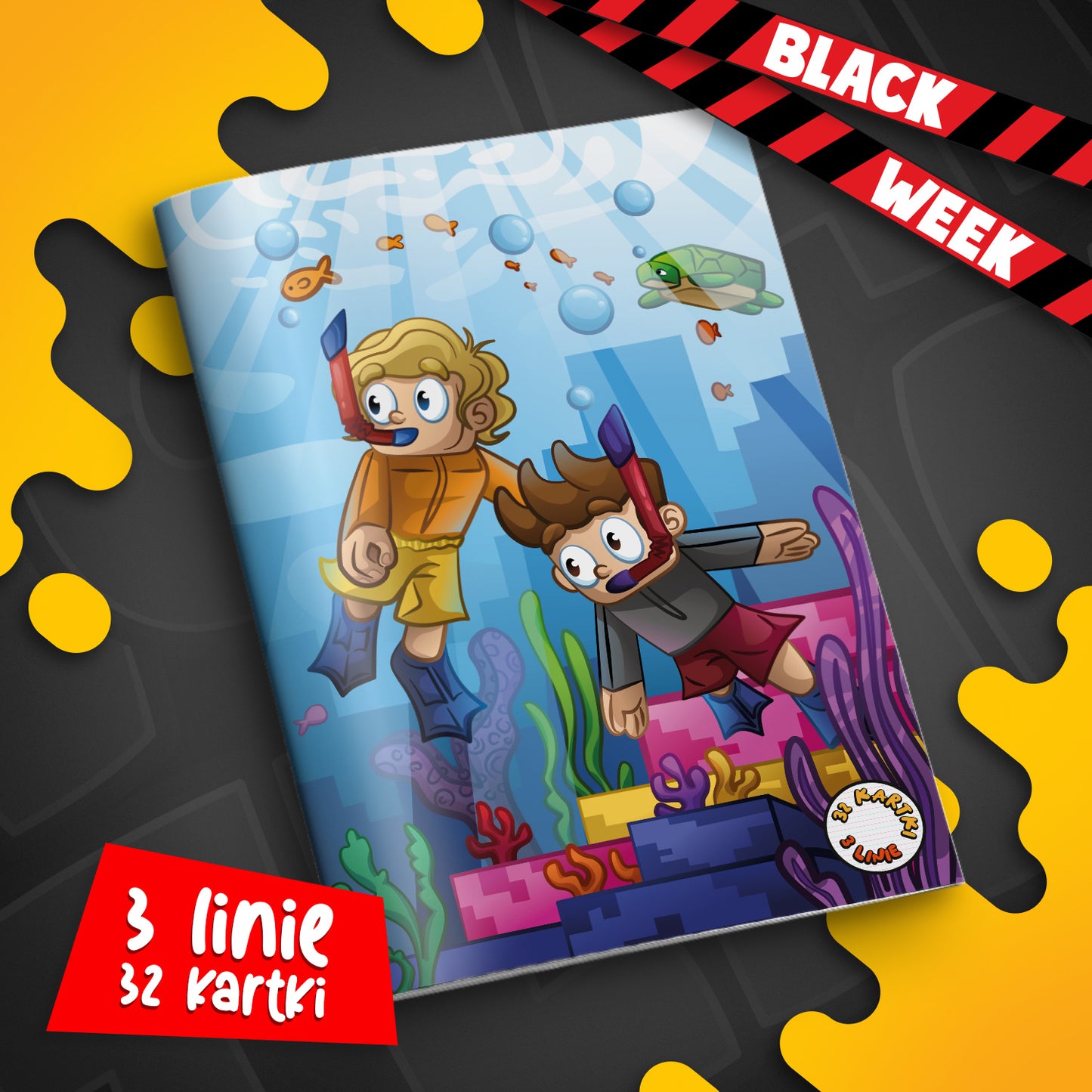ZESZYT W 3 LINIE A5 - 32 KARTKI - PODWODNE WOJANOWICE - 2025