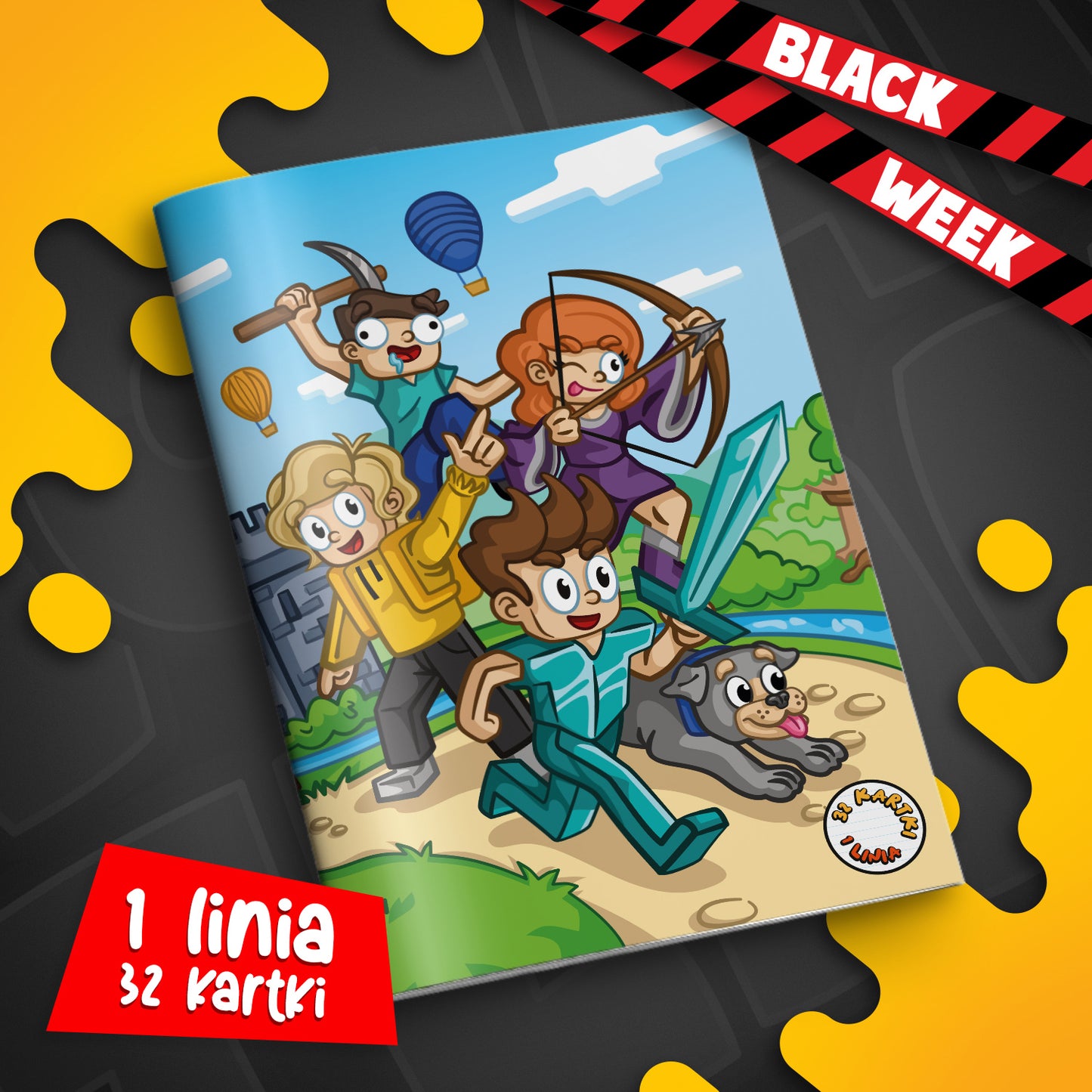 ZESZYT W SZEROKĄ LINIE A5 - 32 KARTKI - ZAMEK WOJAN TEAM - 2025