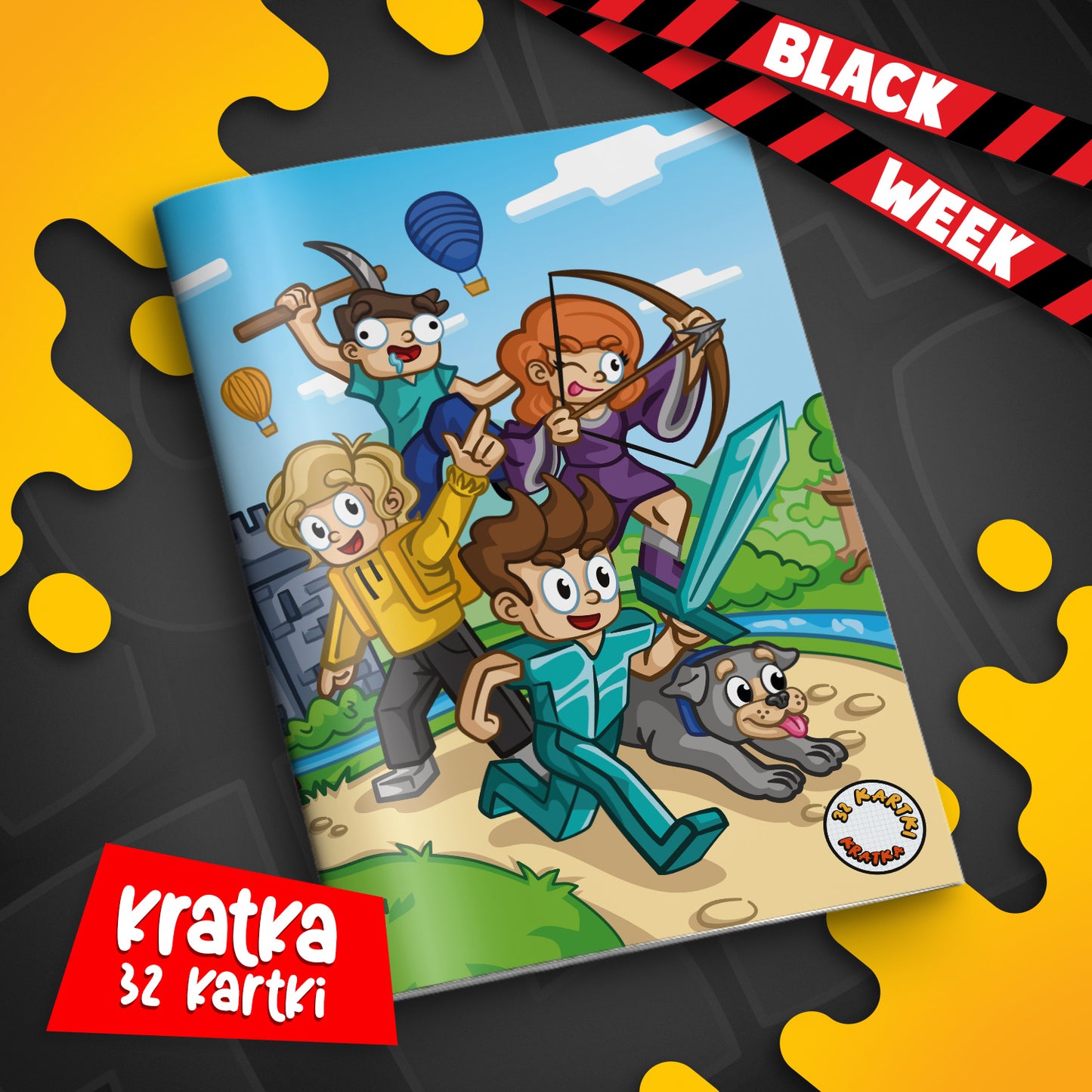 ZESZYT W KRATKĘ A5 - 32 KARTKI - ZAMEK WOJAN TEAM - 2025