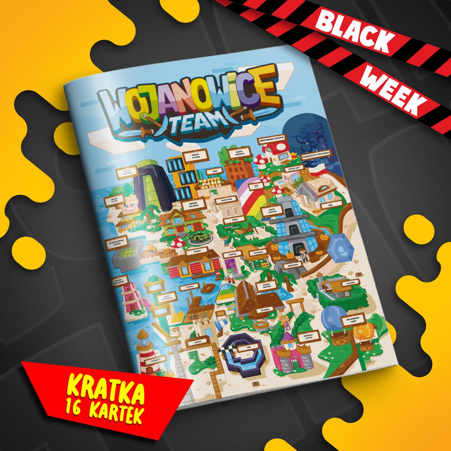 ZESZYT W KRATKĘ A5 - 16 KARTEK - MAPA WOJANOWICE - 2024