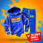 ZESTAW BLUZA + SPODNIE *PREMIUM* Z PASKAMI WOJAN TEAM - NIEBIESKI