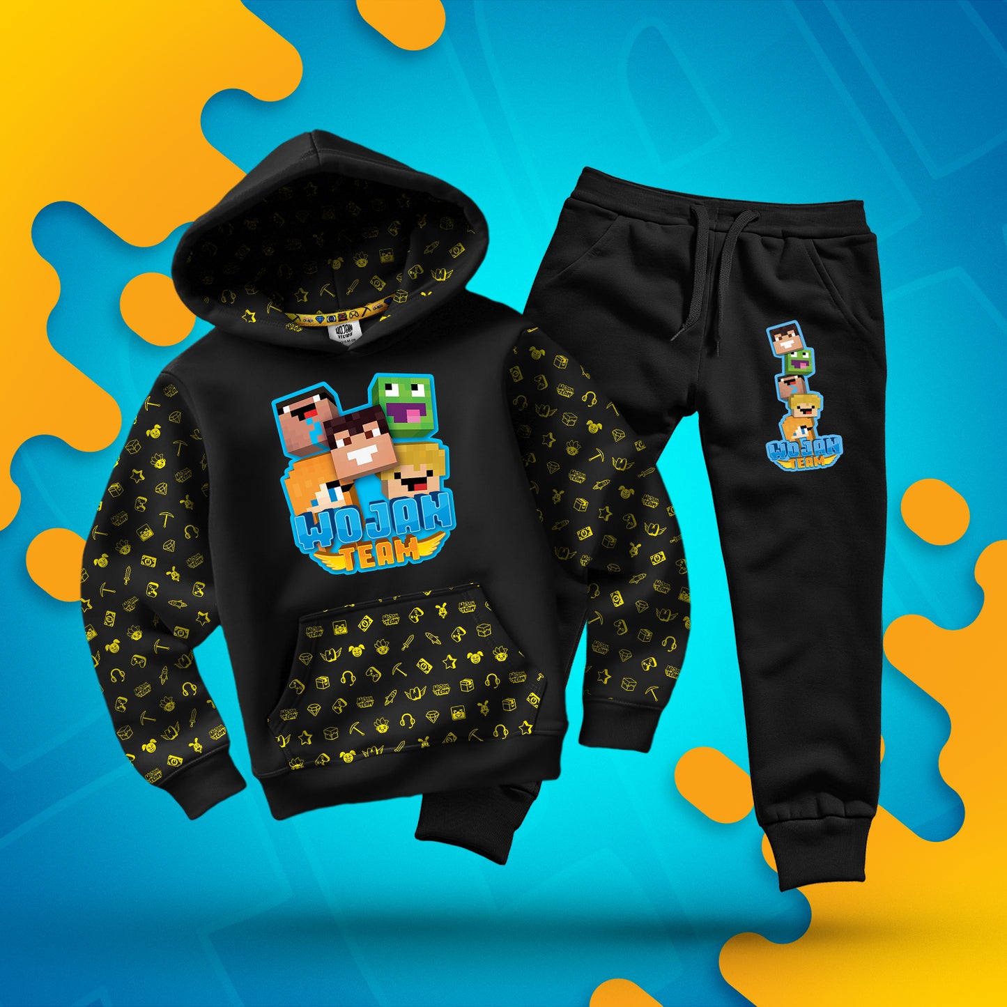 ZESTAW BLUZA + SPODNIE *FULL WZÓR* SKINY WOJAN TEAM - CZARNY