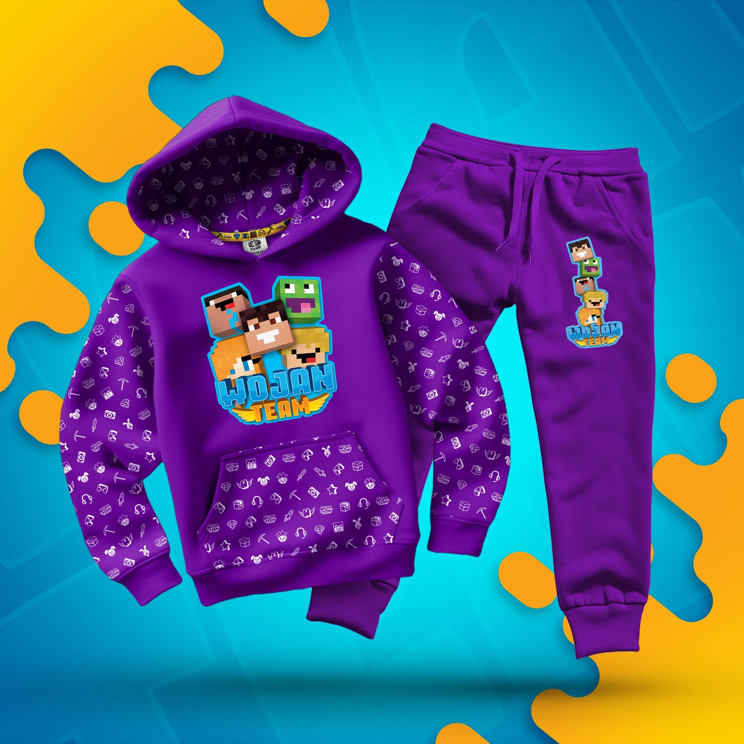 ZESTAW BLUZA + SPODNIE *FULL WZÓR* SKINY WOJAN TEAM - FIOLETOWY