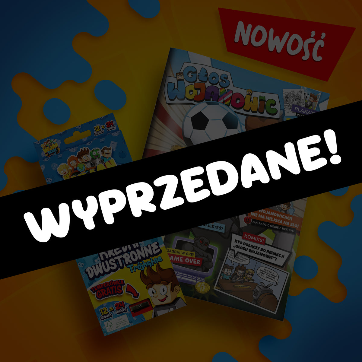 ZESTAW CZASOPISMO "GŁOS WOJANOWIC 2" + DWUSTRONNE KREDKI OŁÓWKOWE 12 SZTUK I TEMPERÓWKA