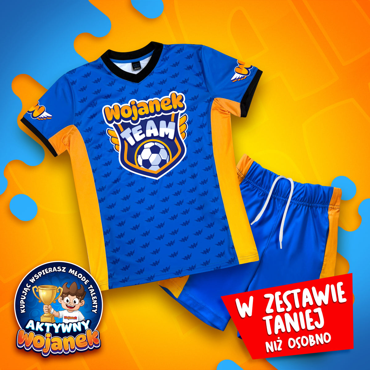 ZESTAW PIŁKARSKI WOJANEK TEAM - KOSZULKA + SPODENKI