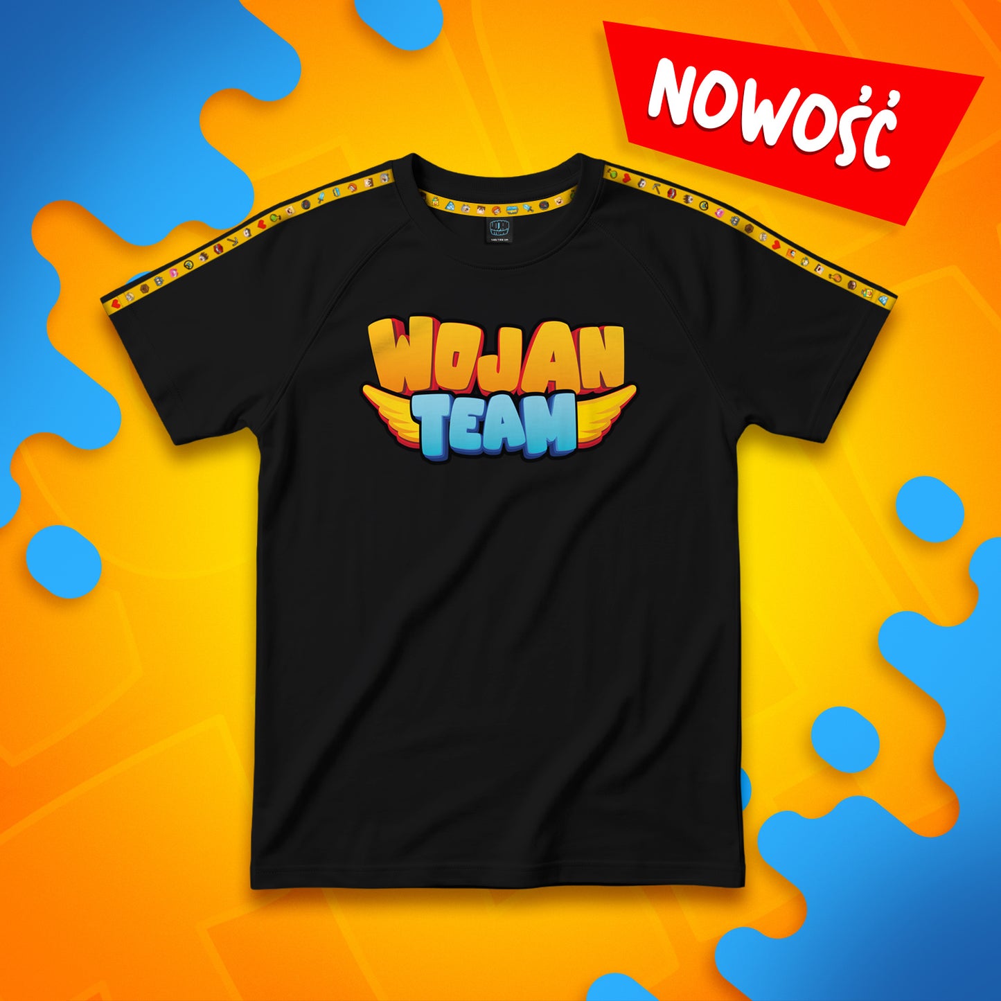 KOSZULKA *PREMIUM* Z PASKAMI WOJAN TEAM – CZARNA