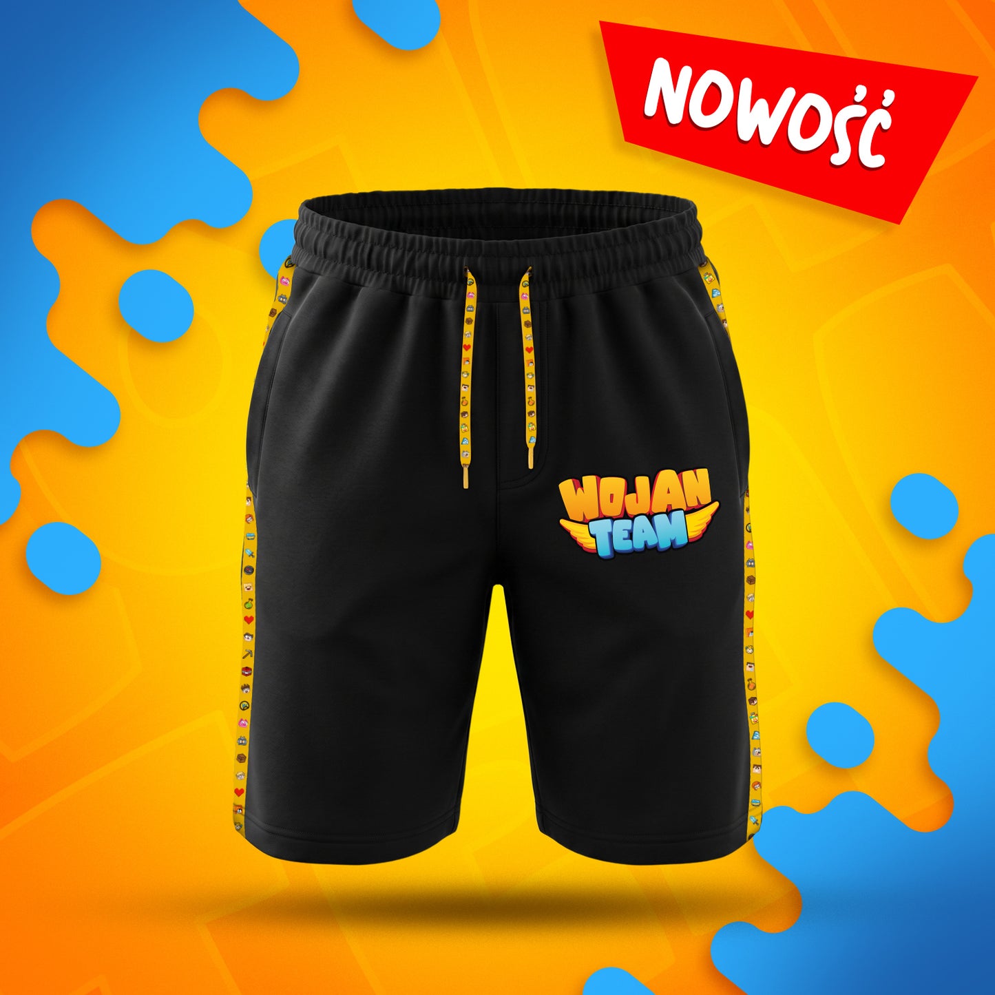 SPODENKI *PREMIUM* Z PASKAMI WOJAN TEAM – CZARNE