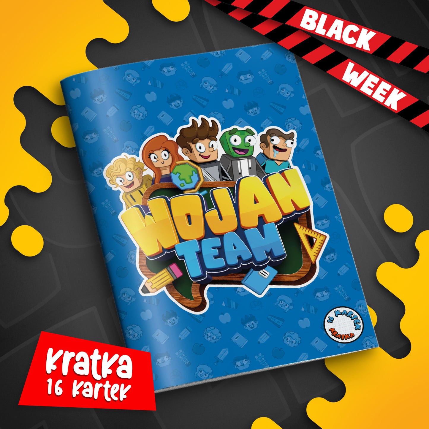 ZESZYT W KRATKĘ A5 - 16 KARTEK - EKIPA WOJAN TEAM - 2025