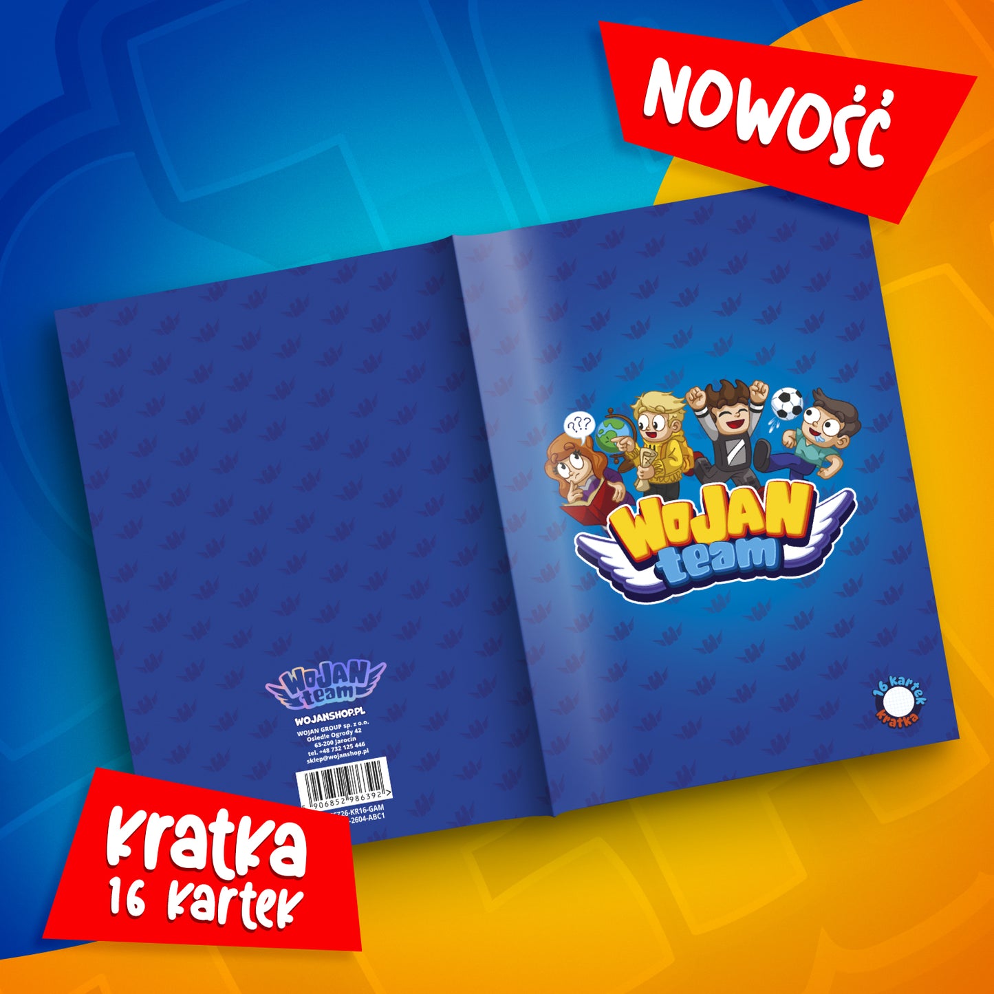 ZESZYT W KRATKĘ A5 – 16 KARTEK – EKIPA WOJAN TEAM – 2026