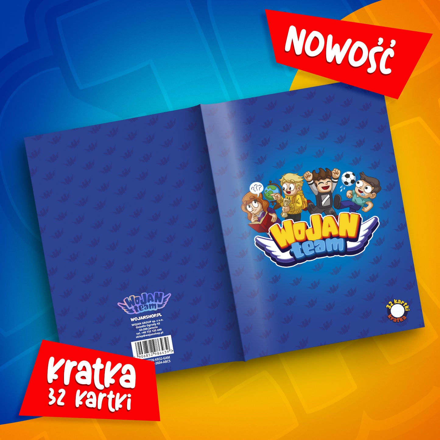 ZESZYT W KRATKĘ A5 – 32 KARTEK – EKIPA WOJAN TEAM – 2026