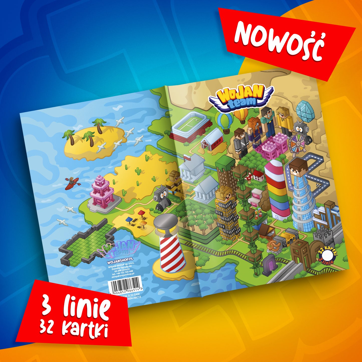 ZESZYT W 3 LINIE A5 – 32 KARTKI – MAPA WOJANOWICE – 2026