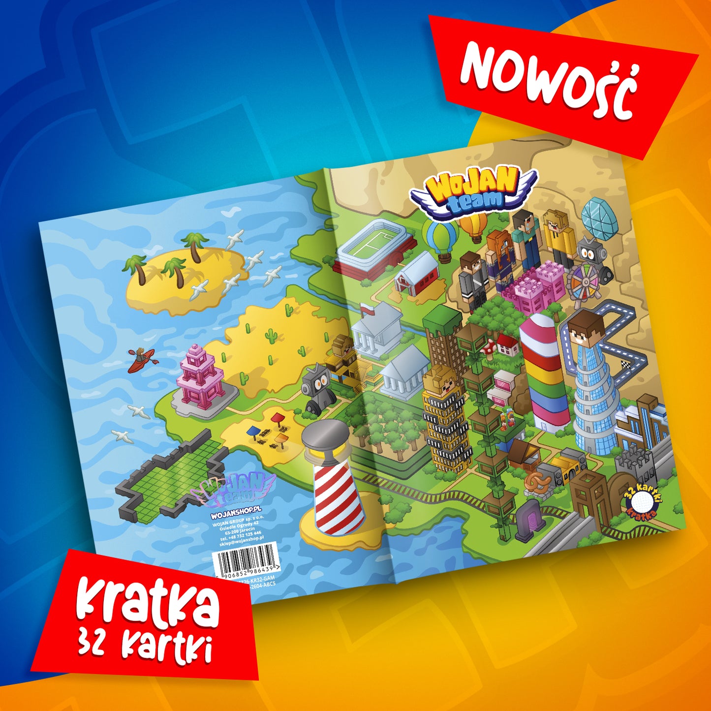 ZESZYT W KRATKĘ A5 – 32 KARTEK – MAPA WOJANOWICE – 2026